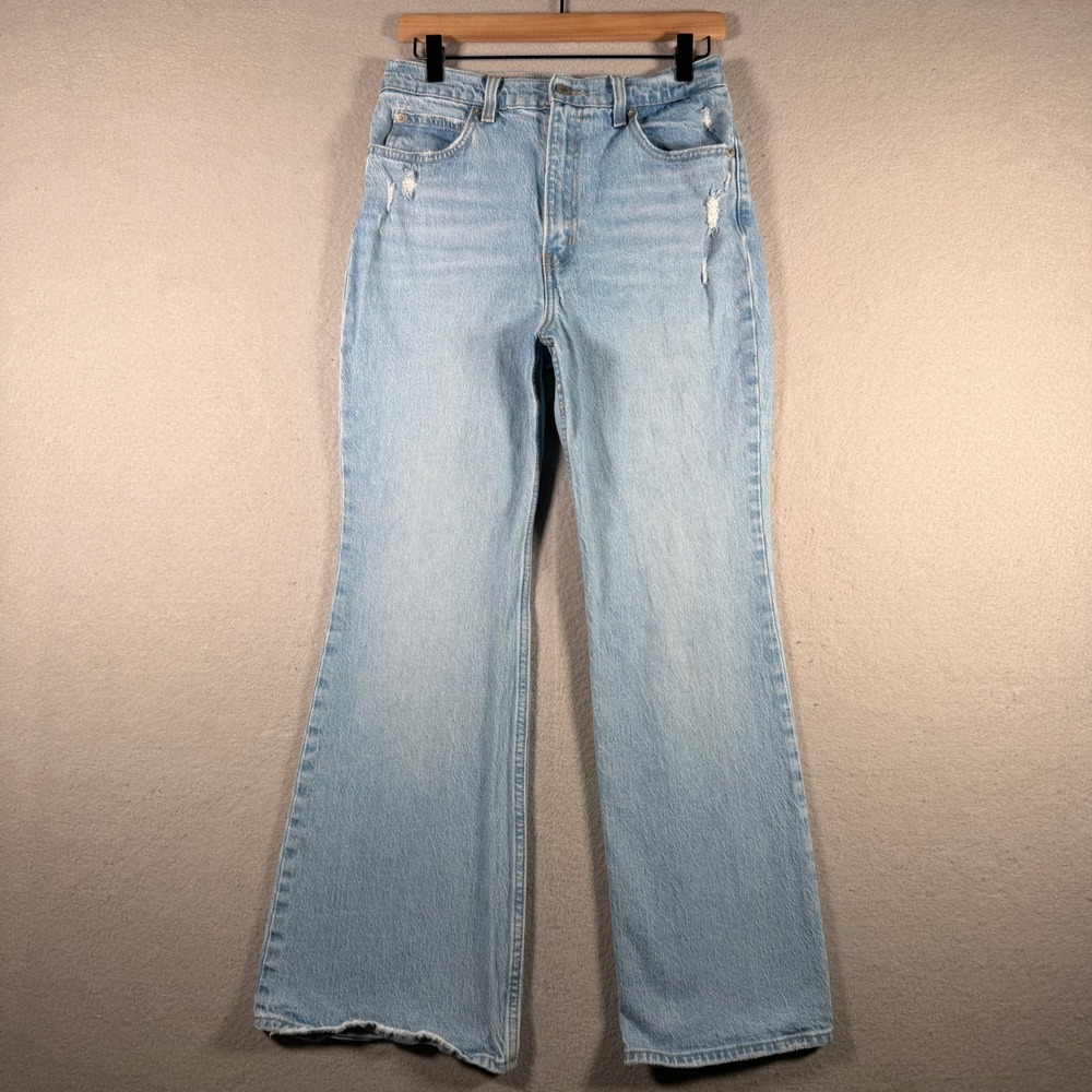 Levis 70s High Flare Jeans Light Wash Distressed Blue A0899-0003 Womens 29x30
